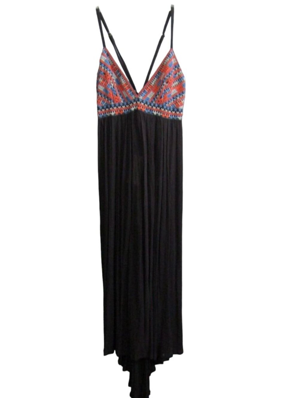 Solitaire Swim Black Embroidered Top Midi Dress Coverup Sz M Sheer Boho New Tag